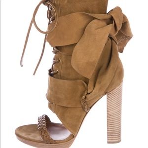 Gianvito Rossi Suede Peep-Toe Booties 39